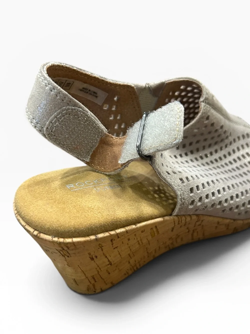 Rockport Briah Perf Sling Wedge Sandal in Taupe Leather Women’s Size 5
